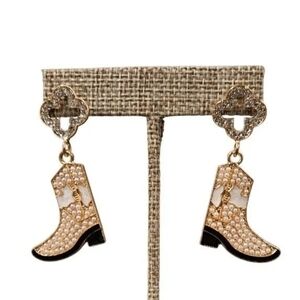 Gold and Black Boot Earrings